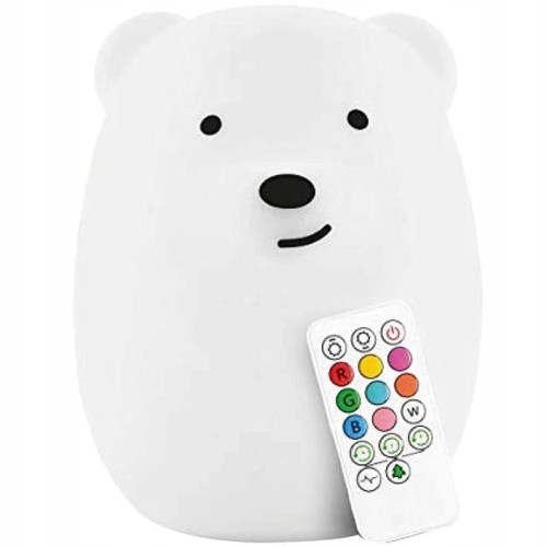 Lampka nocna MIŚ dla dzieci LED kolorowa silikon RGB zabawka na pilot