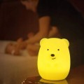 Lampka nocna MIŚ dla dzieci LED kolorowa silikon RGB zabawka na pilot