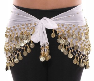 chusta do taniec brzucha bellydance tribal biała